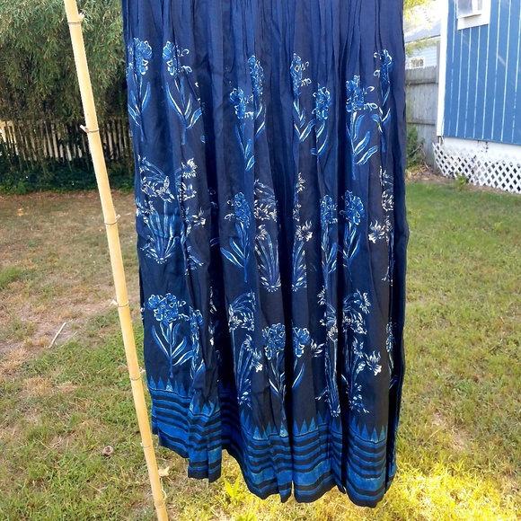 New Anthropologie Soare Skirt by Varun Nidhika Blue Floral Block Print Size M - Picture 4 of 5